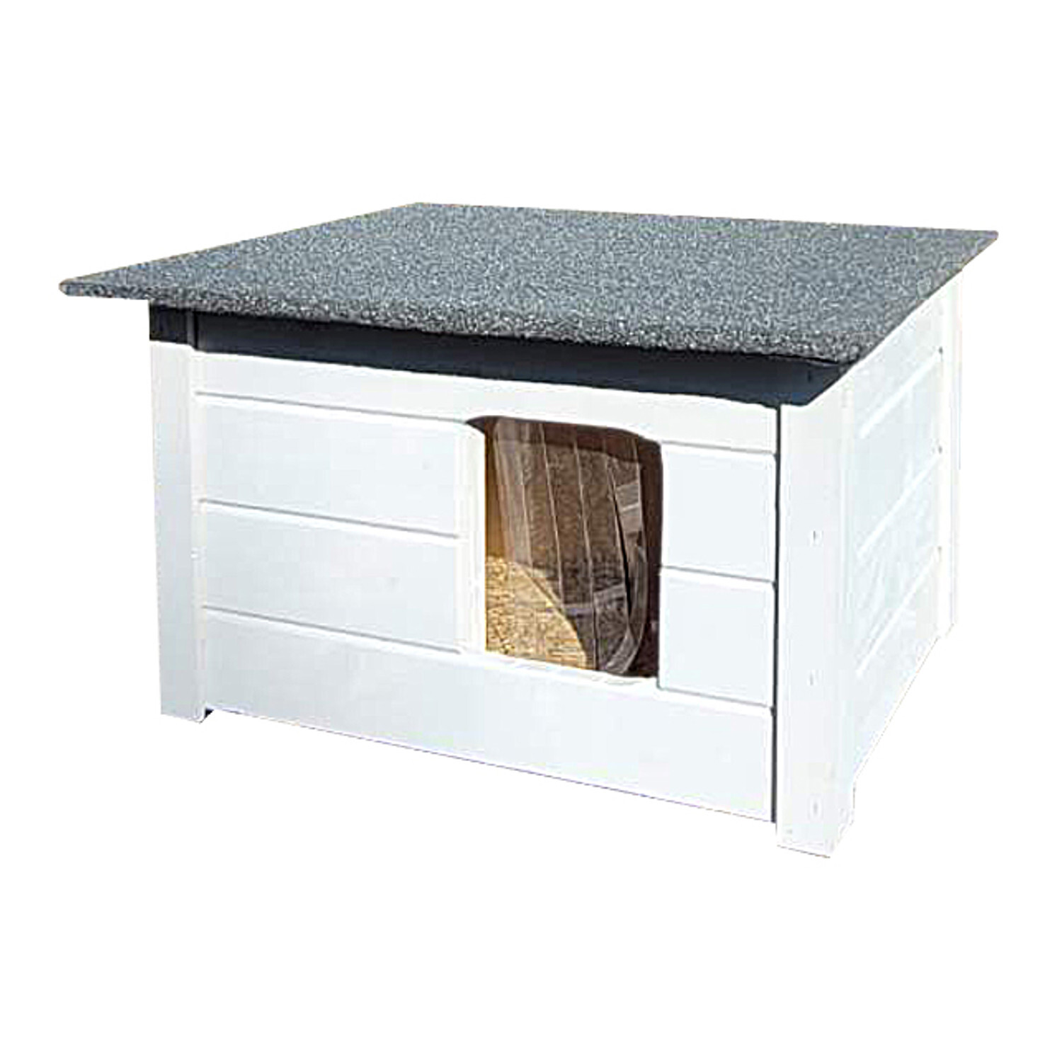 Maisonnette Woodok Buda en bois isolé épicéa gris pour grand chat et petit chien