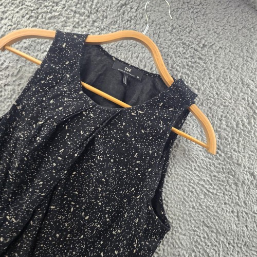 Vintage Cue Womens Blouse Top Size 10 Black Ivory Sleeveless Round Neck Layered - Picture 4 of 13