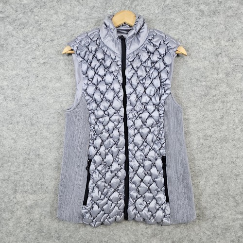 Andrew Marc New York Women Puffer Puffy Vest Size M Gray Full Zip G-III Apparel