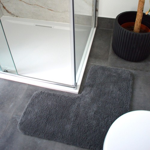 Corner Shower Mat 70 x 35cm - 100% Cotton L-Shaped Bath Mat Supersoft, Absorbent - Picture 42 of 54