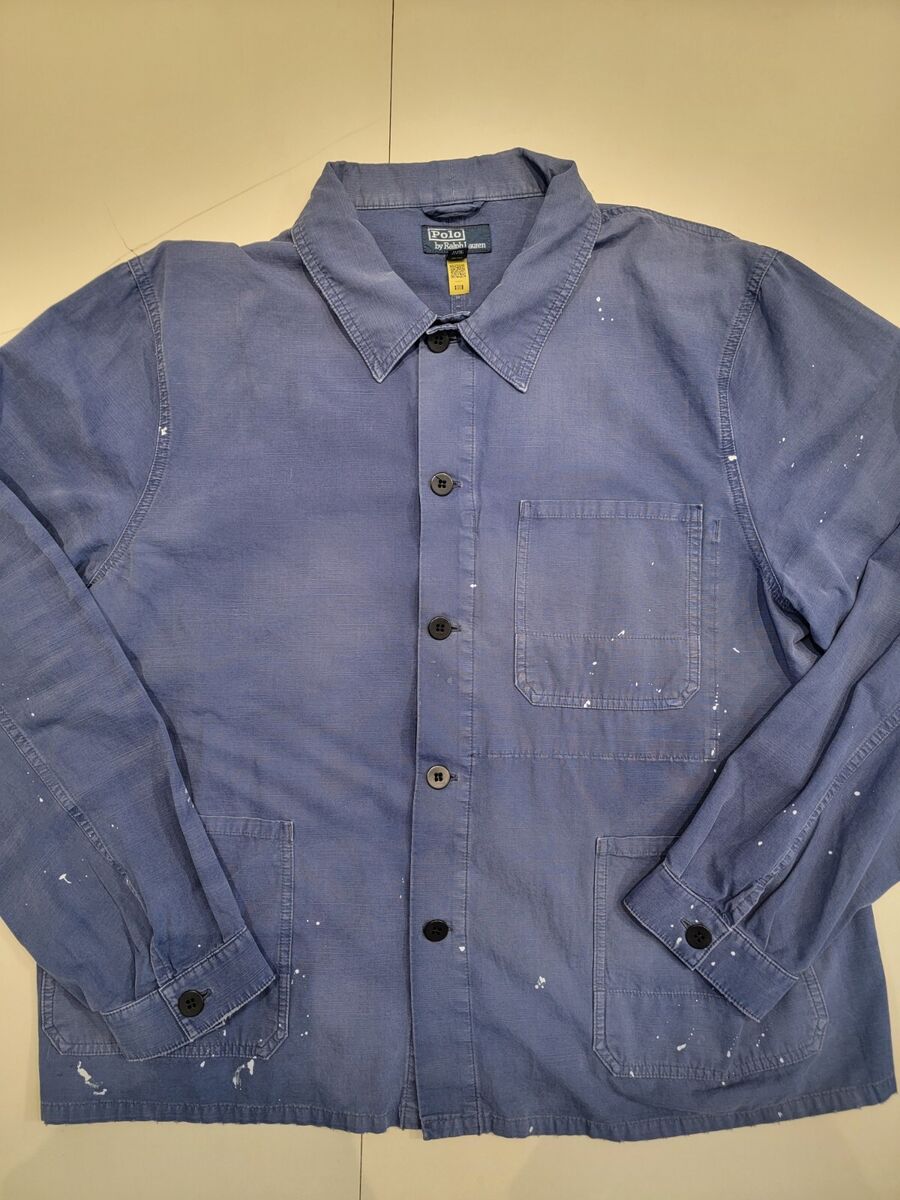 Polo Ralph Lauren Paint Splattered Distressed Denim Utility Polo Ralph Lauren Paint Splattered Distressed Denim Utility