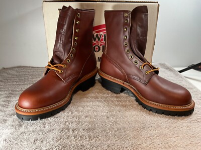 NOS Red Wing Men's 618 Burgundy Leather Logger Boot Soft Toe