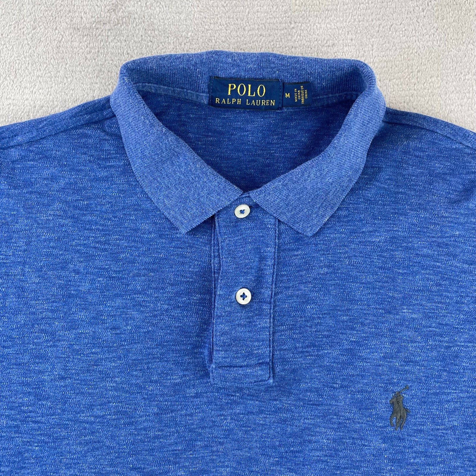 Polo Ralph Lauren camicia uomo media erica blu manica corta pony preppy