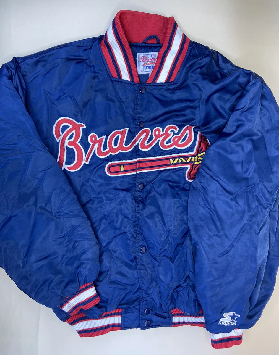 Vintage 80's Starter MLB Atlanta Braves Satin Dugout Jacket Men's Size Large