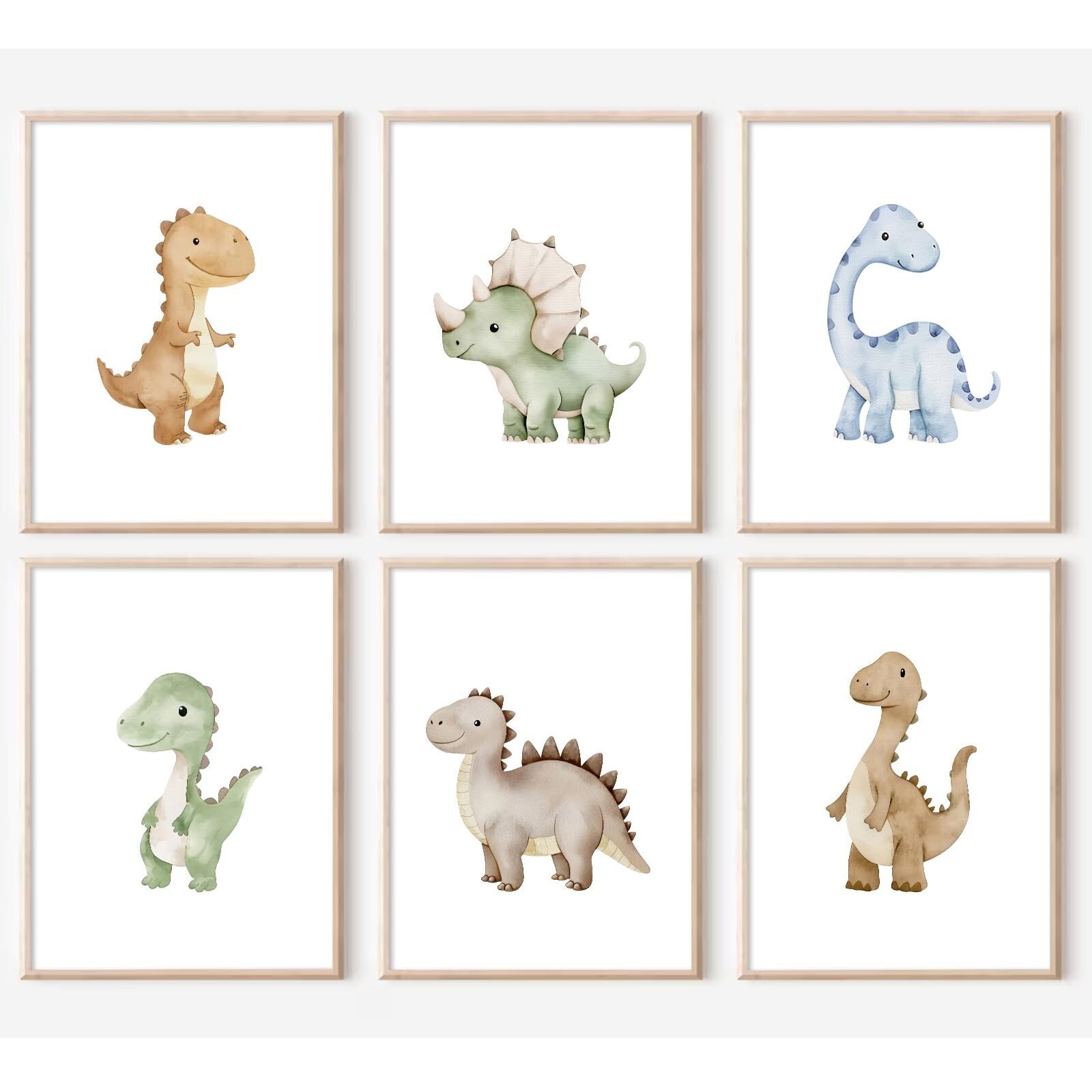 Dinosaur Kids Canvas Wall Art Watercolor Nursery Decor Boys Room Poster