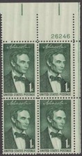 Scott # 1113 - US Plate Block Of 4 - Abraham Lincoln -  MNH - 1958
