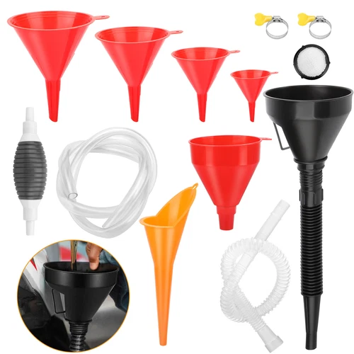 Long-Neck/Flexible Right-Angle/Wide Mouth Oil Funnel Set Manual Siphon Fuel Pump