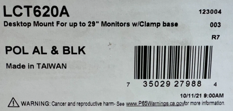 Peerless-AV LCT620A Desktop Mount For up to 29" Monitors w/ Clamp base - Image 3 of 4