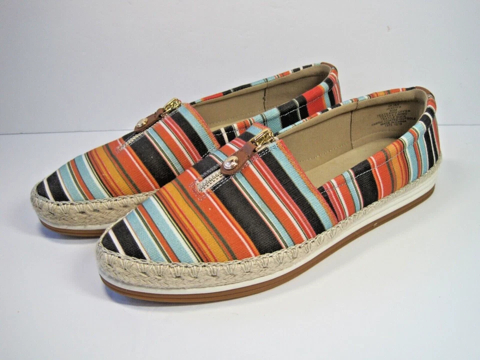 Zapatos alpargata Ann Klein para mujer Iflex cremallera rayas talla 9,5 Foto 2 de 4