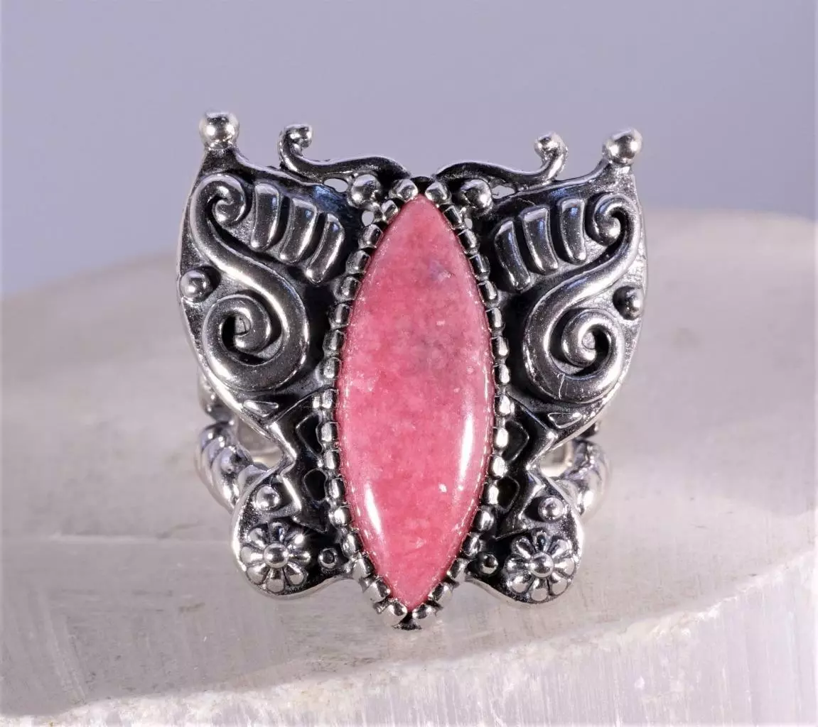 Carolyn Pollack American West Rhodonite Butterfly Ring Sterling