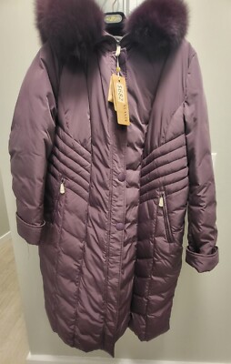 VLASTA WOMEN REAL DUCK DOWN PARKA SIZE 56/ XXL PURPLE NWT
