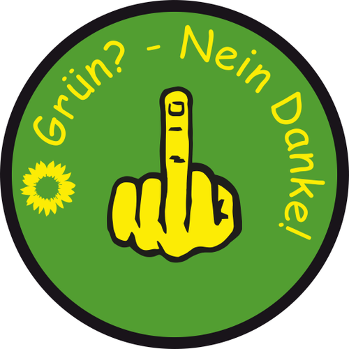 2 x Grün? nein - danke - Stinkefinger rund Aufkleber Sticker 9 x 9 cm