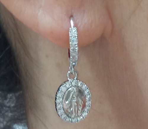 Orecchini Madonna Miracolosa con Zirconi – Cerchietto Argento Brillante, Gioiell - Picture 3 of 4