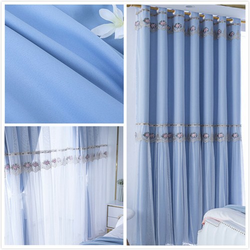 1 pieza Cortinas Blackout Doble Capa Hilo Tul Princesa Ventana Cortina Ojales Anillo - Imagen 11 de 30