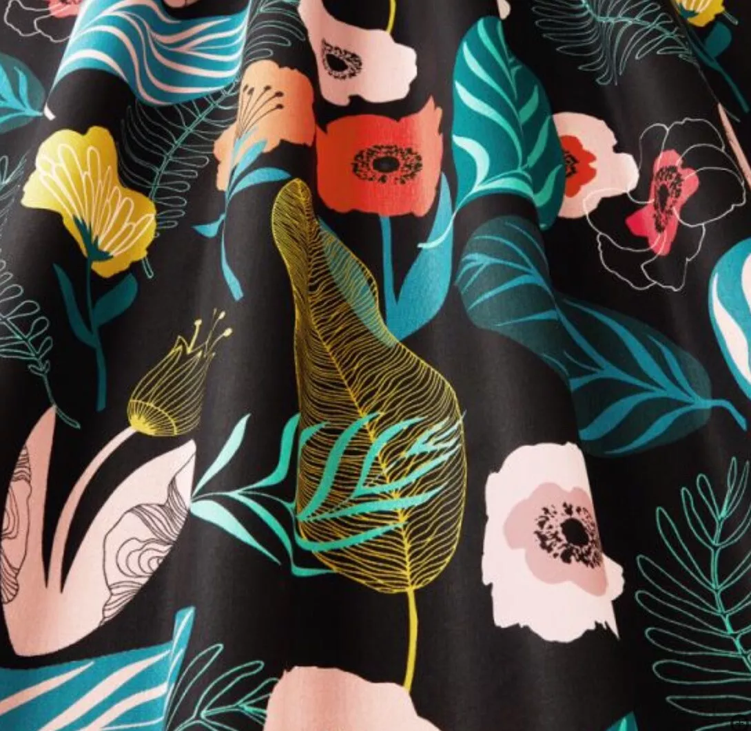 MODERN FLORAL CURTAIN FABRIC 1.35m ILiv LEVANDE JET RRP 25.99 eBay