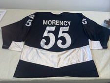 Game Used Pascal Morency Flint Generals Jersey OT UHL Mens 56 2004 Black Auto