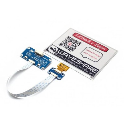 Waveshare 5.83 inch 600x448 Pixel Red Black White Three-color E-Ink Display HAT