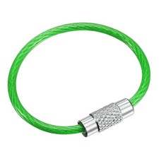 8pcs Green Wire Keychain 2x90mm Key Ring Loop Cable PVC Coated Stainless Steel