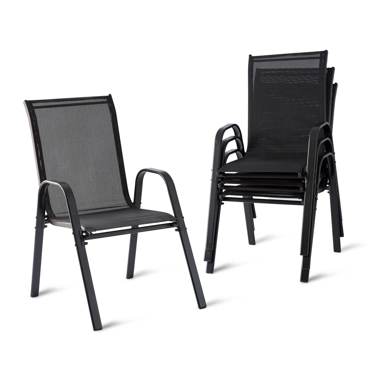 Sillas de jardín respaldo alto silla apilable silla de balcón silla apilable juego de sillas 150 kg