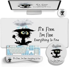 Desk Mat Set, Large Gaming Mouse Pad with Wrist Rest, Ergonomic Mouse Pad Keyboa