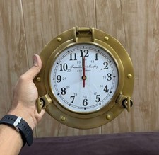 Nautische Messing-Bullaugenuhr 50 cm Marine-Schiffsfenster-Uhr als Wanddekoratio
