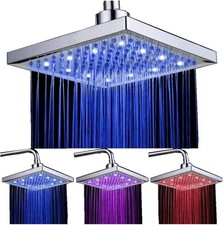 8 inch Square LED Shower Head, Temperature Control Shower with 3 Colour Changin