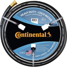Continental Heavy Duty Cold Water Garden Hose 5/8in x 100ft Male x Female Black