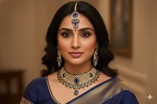 sk 73 Indian Gold Look Necklace Beautiful New Fancy Bridal Ethnic Jewelry Set