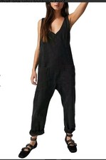 We The Free High Roller Jumpsuit XS Black Denim Ankle Length