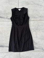 Vintage Ann Taylor LOFT Dress Black Cotton Ruffle Sleeveless Women 4P