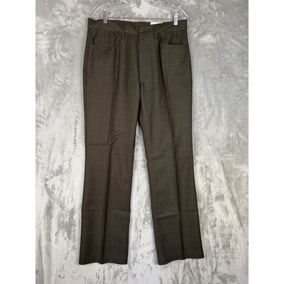 Perry Ellis Men Charcoal Plaid Dress Pants Style MB5900X Waist 32 Length 32