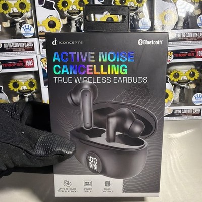 iConcepts Active Noise Cancelling True Wireless Bluetooth Earbuds Black Case  