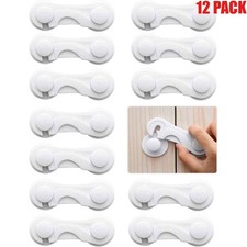 12 Packs Child Proof Cabinet Safety Locks Baby Latches 3M Adhesive Drawers Locks