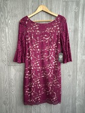 Vince Camuto Lace Bell Sleeve Sheath Dress Plum Size 8 NWT