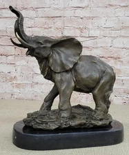 Western Pure Bronze Marble Art Deco Sculpture lucky Elephant Figurine Statue NR