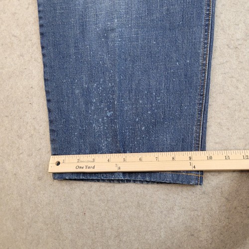 Prana Relaxed Jeans Mens 38x26 Blue Dark Wash Paint Distressed Wide Leg - Picture 12 of 13
