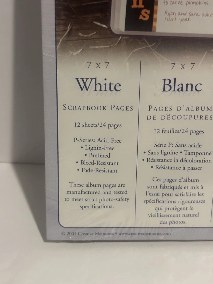 NUEVO Creative Memories 7x7 blanco álbum de recortes páginas y protectores de página 12 de cada uno Foto 2 de 4