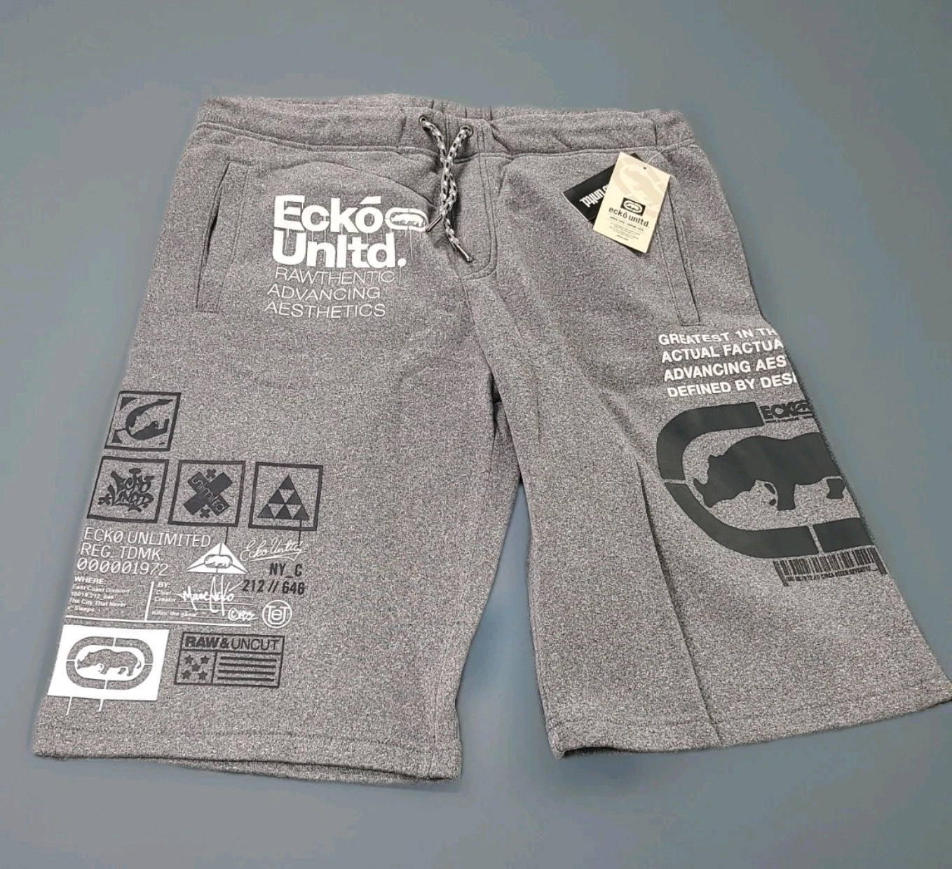 Ecko Unltd. Men's Rawthentic Fleece Sweat Shorts Gray Size 3XL New With Tags