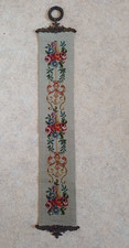 Gobelin Glockenzug geblümter Wandbehang gestickter vintage 