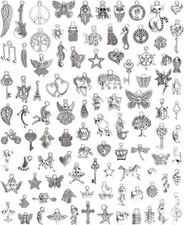 Wholesale Bulk Lots Jewelry Making Silver Charms Mixed Smooth Tibetan Silver Met