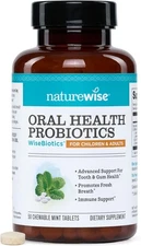 NatureWise Oral Probiotics for Mouth Bad Breath - Chewable Sugar-Free Mint -... 