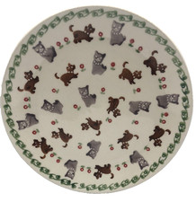 Polish Pottery 8 Inch Sandwich Plate in Pattern Cats and Dogs