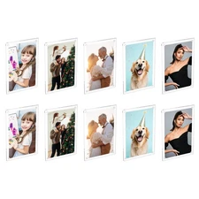 3.9 x 5.9 Inch Acrylic Magnetic Picture Frame 10Pcs Mini Picture Frames, Clear