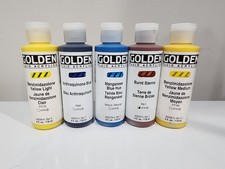 5 Golden Fluid Acrylic Paint Lot 4oz Bottles