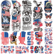 4th of July Temporary Tattoos Full  Half Arm  American Flag Tattoos for Women