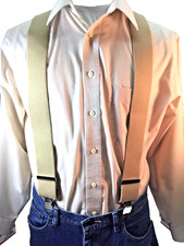 Men's, Khaki, LG, 42", 2", Adj. Suspenders / Braces, Made in the USA