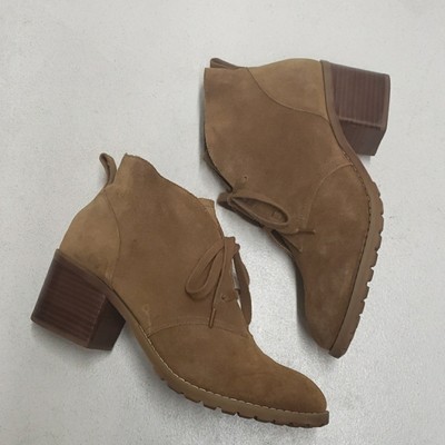 Susina Leather Ankle Booties Women's Size 8M Lace Up Stack Heel Suede