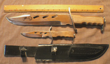 18" w/3 1/16 Thick Bowie  91/2" Hunting Fixed Combo Hunting Knife Set Pakistan