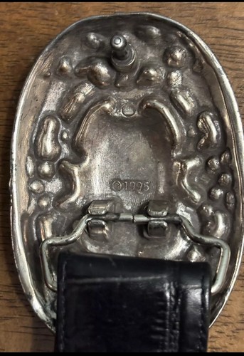 VTG Brighton Black Croc Embossed Leather Belt Sz M Silver Fashion Buckle 38203 - Picture 8 of 14