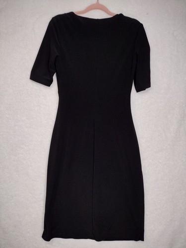 Lauren Ralph Lauren schwarzes gerafftes drapiertes Kleid 3/4 Arm Gr. 6 Jersey Midikleid - Bild 6 von 15